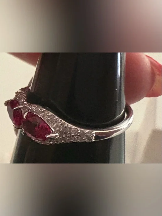 Bomb Party GENUINE DIAMOND ring, size 9, Sterling Silver & Ruby RG50646D - Picture 5 of 5
